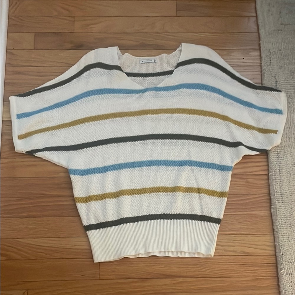 Striped Women's Sweater - White, Blue, Green, Yellow